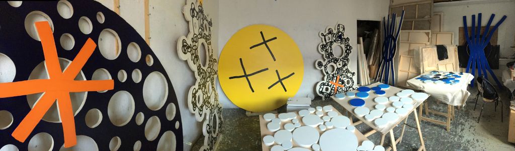 Stig Baumgartner's artwor Weather Observations in the making